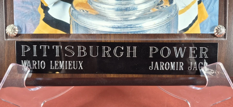 Pittsburgh Penguins Power Mario Lemiux Jaromir Jagr Stanley Cup Enmarcado Madera Plus Foto 3 de 4