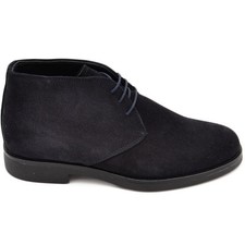 Polacchino uomo invernale in vera pelle camoscio blu comfort gomma sottile da pr