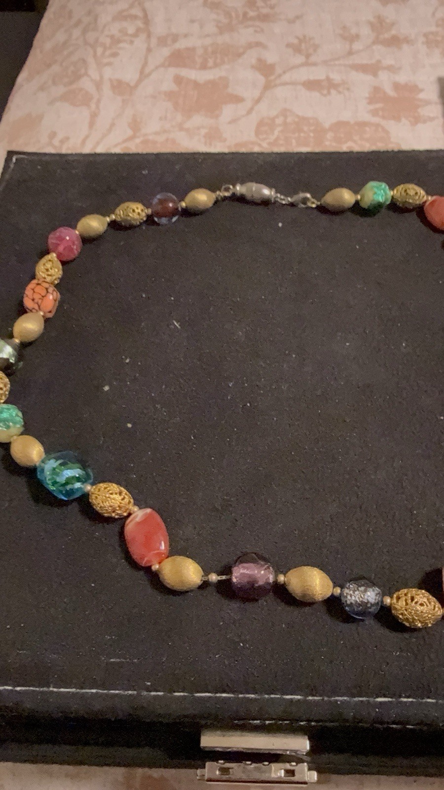 Venetian glass style beaded necklace with magneti… - image 3