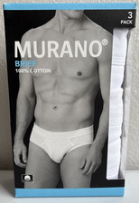 Murano Men  s Underwear Briefs MEDIUM 3 Pack 100 Cotton White NEW