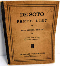 1936 De Soto Parts List Issued July 10 1936 Chrysler Corp. D-3831 Very Good 1936 De Soto Parts List Issued July 10 1936 Chrysler Corp. D-3831 Very Good