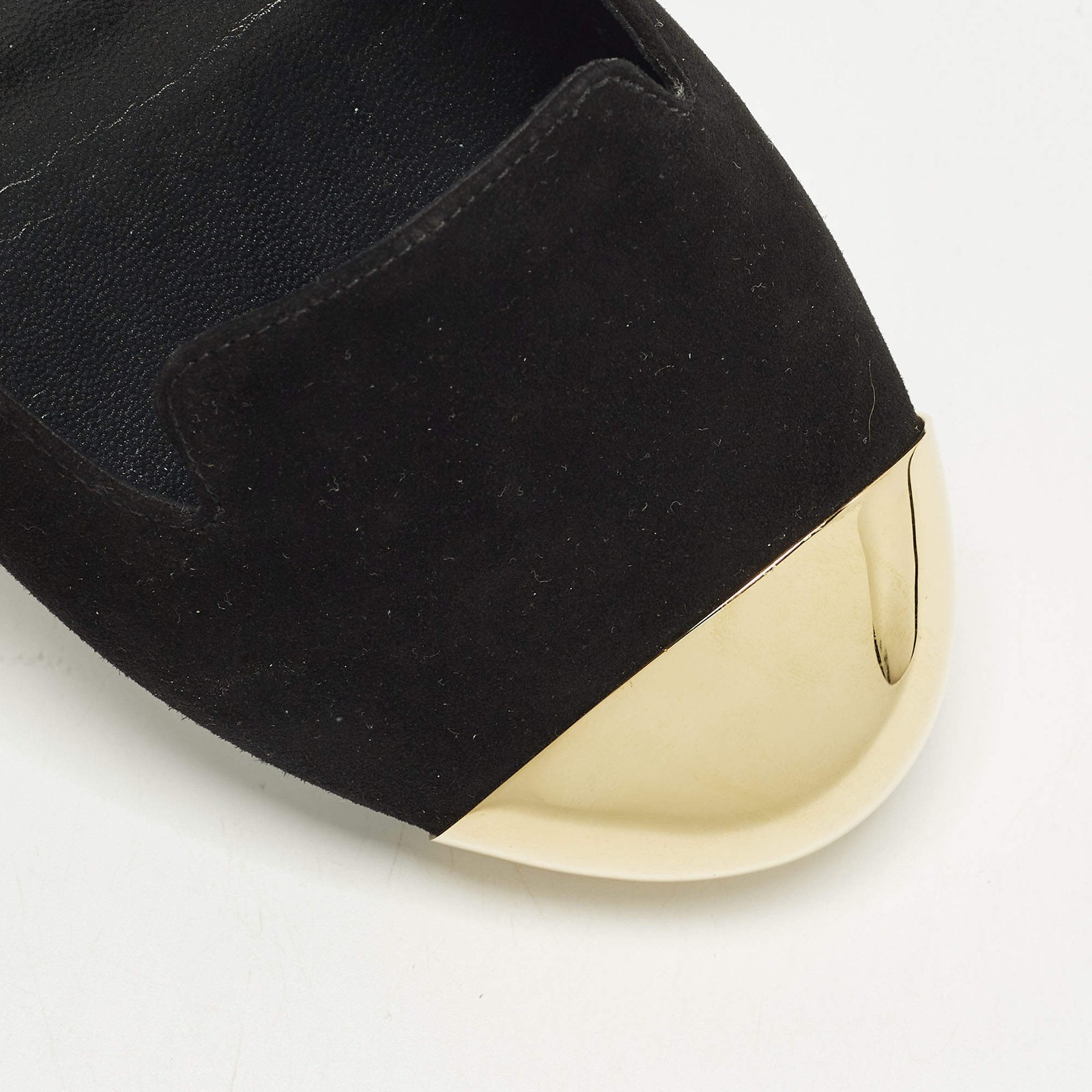 Yves Saint Laurent Size 38 BlackGold Metal and Suede Cap toe Ballet Flats thumbnail 7