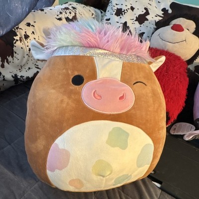 Squishmallows Tomar Cow Large Plush Toy 2021 Brown Multicolor Pink Washable