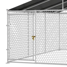 Uforic 14.8'x14.8' Large Outdoor Dog Kennel with Metal Dog Gate