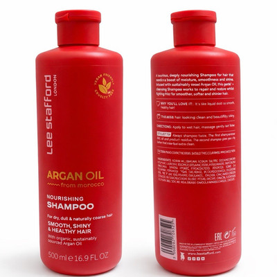 Lee Stafford Argan Oil from Morocco Shampoo Vegan Smoothing 500ml 16.9 fl oz