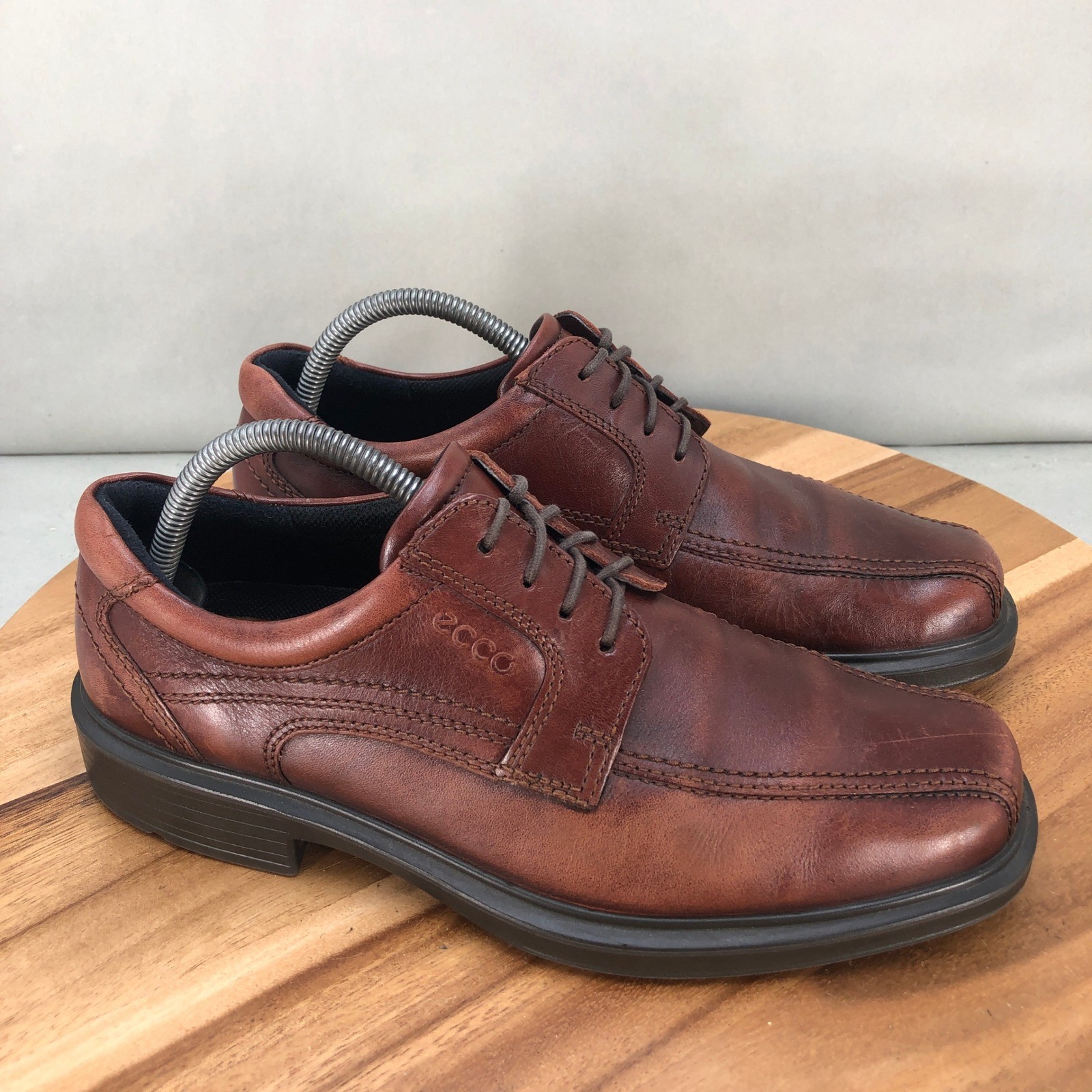 SAOLA Scarpe eleganti Oxford Ecco Bike Toe pelle marrone stringate comode uomo 41 7 5