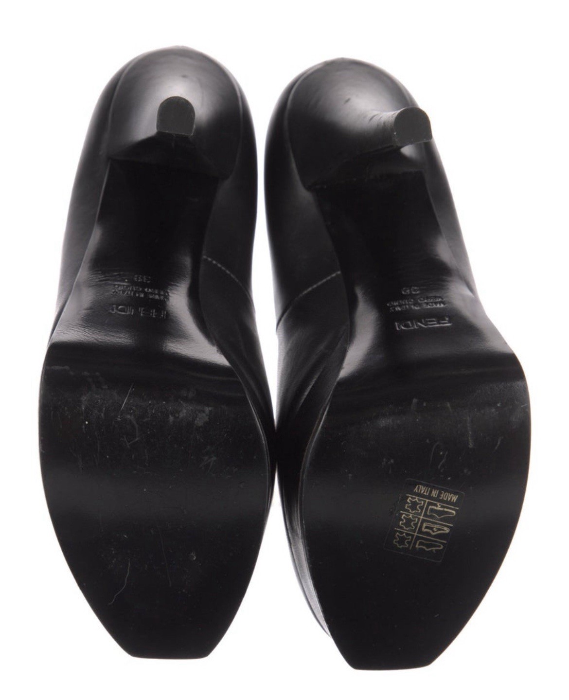 Fendi Authentic Solid Black Leather High Heel Pum… - image 5