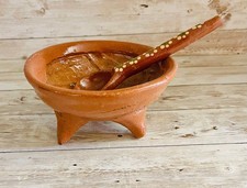 Auténtico Molcajete Mexicano con Cuchara Molcajete Mexicano de Barro con Cuchara