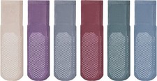 6 Pairs Yacht  Smith Loose Fit Gripper Bottom Diabetic Non-Skid Slipper Socks