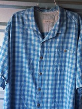 Tommy Bahama Shirt Men’s 3XB Blue Plaid Silk Short Sleeve Button Down Cabana 