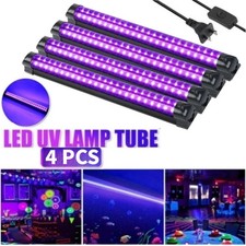 4 PCS UV Black Light Bar Fixtures Ultraviolet Lamp Strip US Plug DJ Party Club