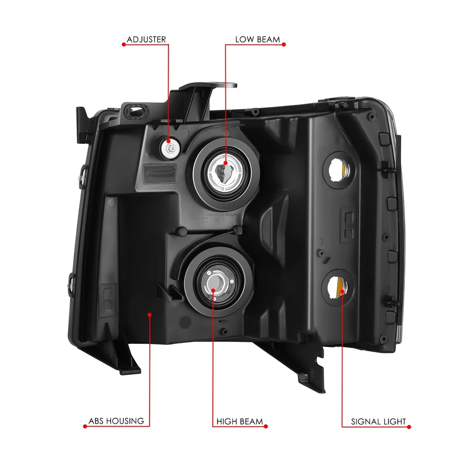 Conjunto de farol padrão fibra de carbono Fit 07-14 Chevrolet Silverado 2500 HD - Imagem 4 de 4