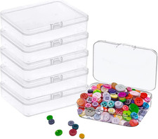 Goiio 6 Pcs Mini Plastic Storage Containers Box with Lid, 5X4X1.3 Inches Clear