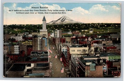 1915 Seattle WA Mount Rainier City View Vintage Postcard Ketchikan Alaska
