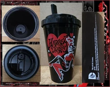 Silver Buffalo Harley Quinn Red Black Plastic Travel Tumbler Cup W Sipper Lid