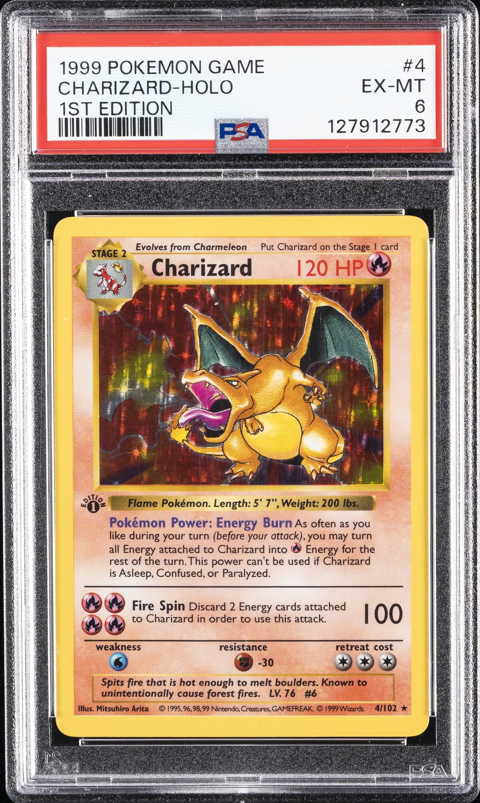 1999 POKEMON GAME 1ST EDITION #4 CHARIZARD-HOLO PSA 6