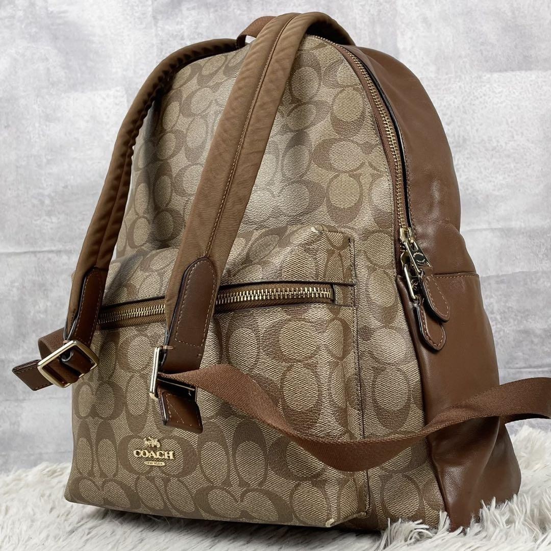 Coach Charlie Brown Signature Logo Unisex PVC Backpack 14x12x5 Used