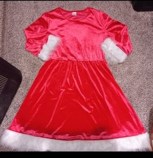 Holiday Time Girl's Red Velvet White Faux Fur XMAS Santa Dress Sz XXL 18 NEW