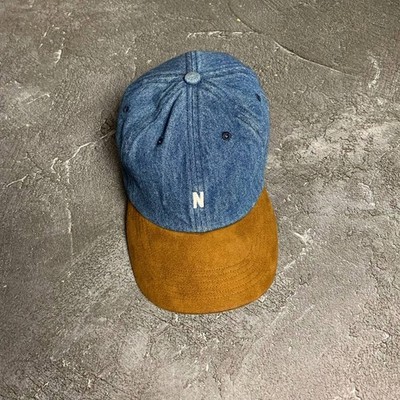 Norse Projects Denim Suede Cap Blue Brown Hat One Size Minimal Logo