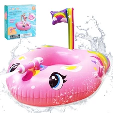 Unicorn Pool Float for Kids with Water Gun, Inflatable Pool Floatie Toy for T...