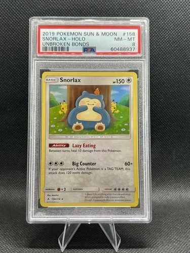 2019 POKEMON SUN & MOON UNBROKEN BONDS #158 SNORLAX-HOLO PSA 8 🔥
