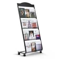 VEVOR Brochure Display Rack 4-Tier Magazine Literature Display Stand with Wheels