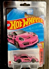 2025 Hot Wheels Pink Porsche 911 GT3 RS #220 Then and Now 8/10 NOZLEN case inc. 