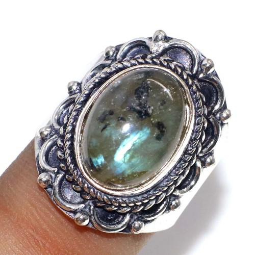 925 Silver Plated Hot Deal Fiery Labradorite Ring Jewelry Size US 7 AU ...