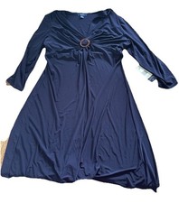 CHAPS Womens Dress Nevy Size XL Sleeve Knee Length V Neck A Line New