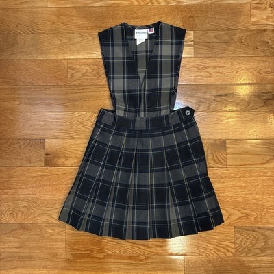 Flynn O Hara Blue Gray Plaid Split Front Jumper 65-82 School Uniform Girl 8