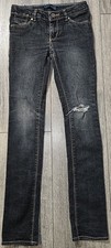 Levi's Distressed Slim Skinny Fit Denim Jeans Pants Dark Blue Wash Girl's Size 8