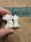 2 Mini Ceramic Mouse Figurines White Mice w Musical Instruments Flute Guitar — photo 2