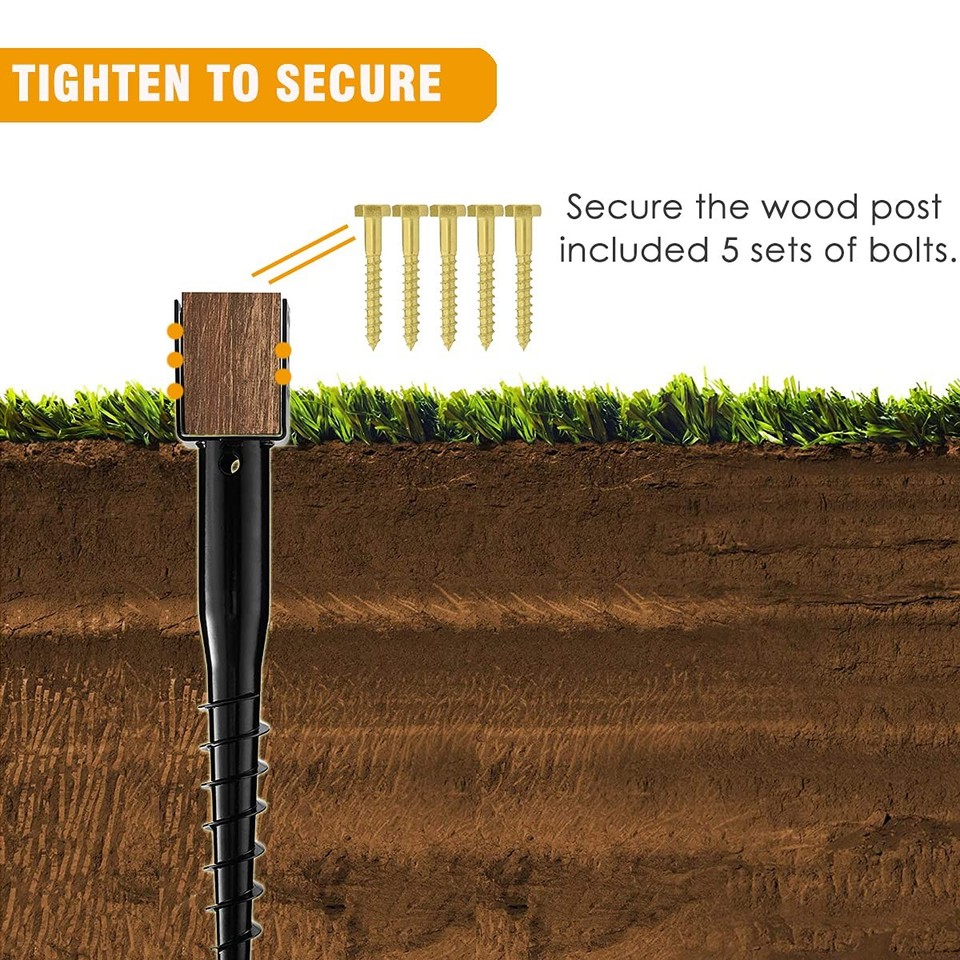 Screw In Post Premium No Dig Ground Anchor Black U-Model Screw in Post Stake 27