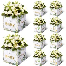 10 PCS Baby Shower Flower Boxes Centerpieces Floral Block Gender Reveal