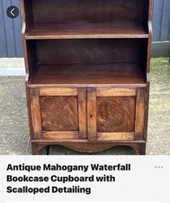 Antique Mahogany WaterfallBookcase Cupboard with Scalloped Detailing