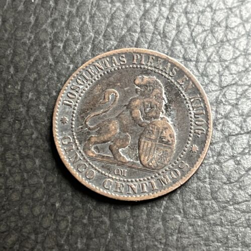 1870 CINCO GRAMOS CINCO CENTIMOS SPANISH COIN Circulated