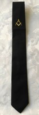 gold embroidered compass square masonic tie