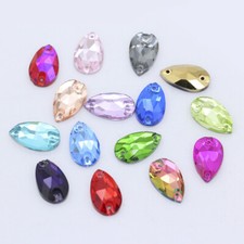28pc 11x18mm Water Drop Glass FlatBack Crystal Rhinestone Sew on Jewels Applique