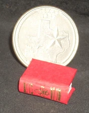 Book, Gold on RED Embossed 1:12 #P1006(1)red Library School Doll Miniature Books