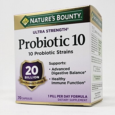 Nature's Bounty Ultra Strength Probiotic 10, 70 Capsules Exp: 04/27
