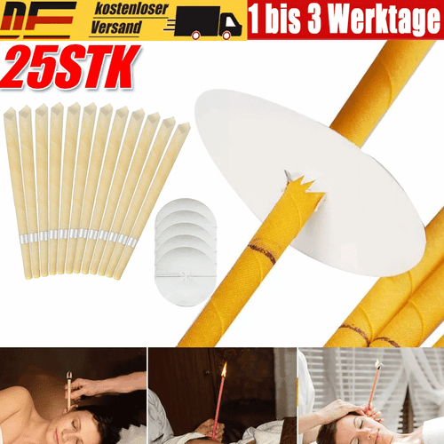 25PCS OHRKERZEN AUS BIENENWACHS MIT FILTER OHRENKERZEN REINIGUNG EAR CANDLE DUFT - Bild 2 von 11