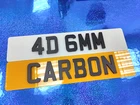 4D 6mm Carbon Fibre Design Font on Front & Rear Show Number Plates - Assembled