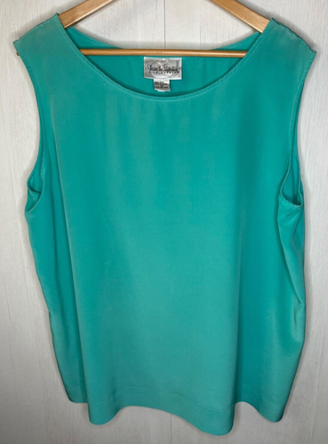 Diane von Furstenberg Size 1X Silk Assets Solid Green Sleeveless Tank Blouse