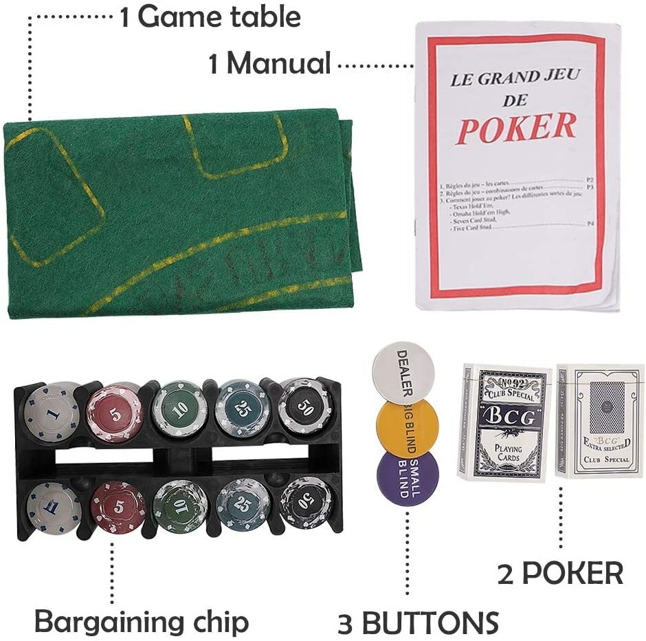 Set Poker Professionale Con 200 Fiches Euro, 2 Mazzi Carte, Panno Verde E Gettoni - Texas Hold'em E Black Jack - Foto 3