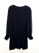 MSK Black Shift Dress M Sheer Balloon Sleeve Cocktail Party Career Event Formal