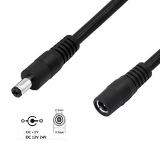 DC Power Supply Extension 5.5mm x 2.5mm Cable CCTV Extender Male to Female 18AWG