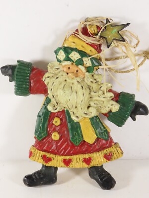 Folk Art Santa Christmas Ornament Signed 1997 Eikon Creations 5'' C5730