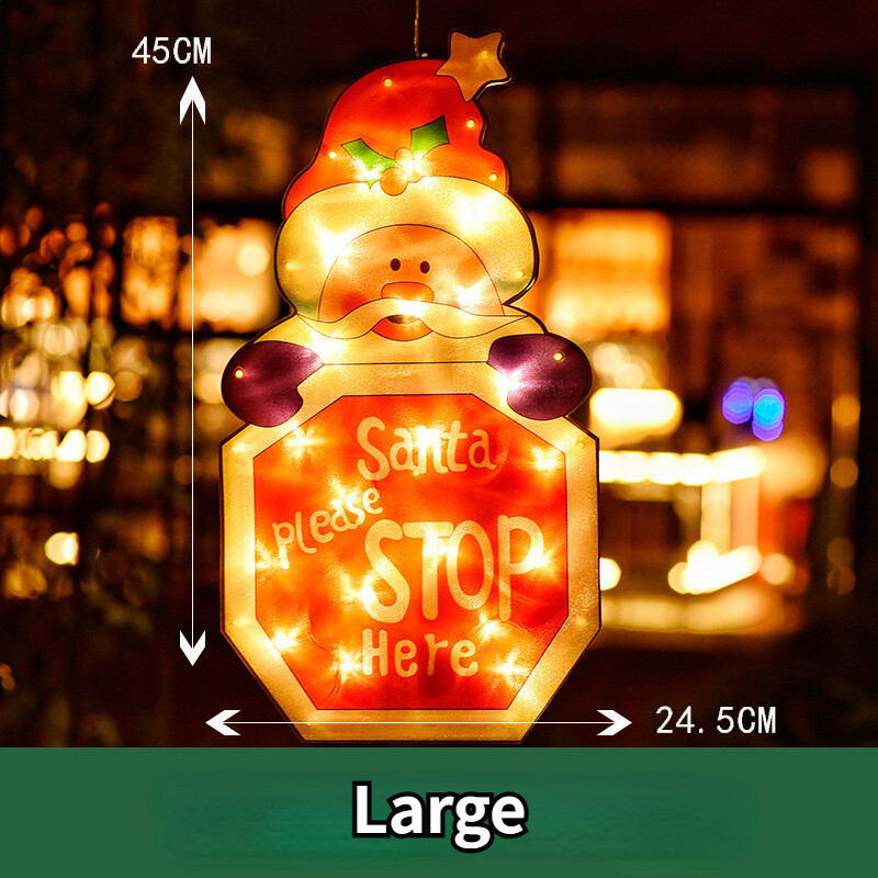 Christmas Window Hanging LED Light Xmas Ornament Suction Cup Battery