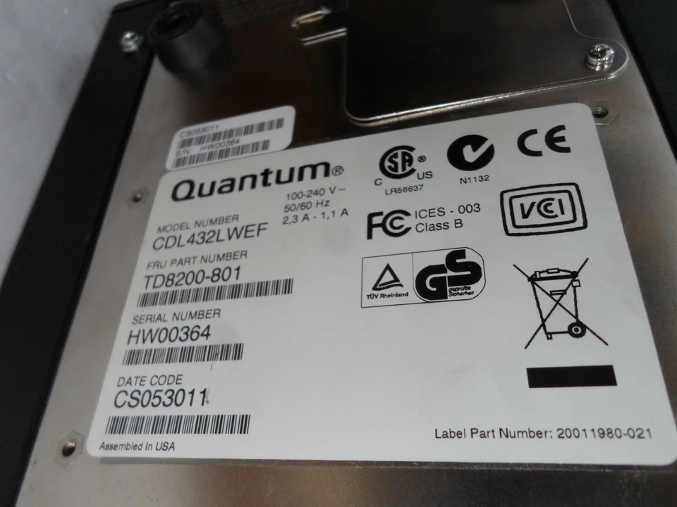 Quantum DDS5 DAT72 72/6 External Autoloader Drive CDL432LWEF TD8200-801 - Image 4 of 4