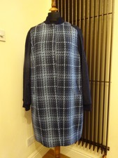 Designer Trussardi Ladies Wool Blue Check Coat Jacket Size L New With Tag
